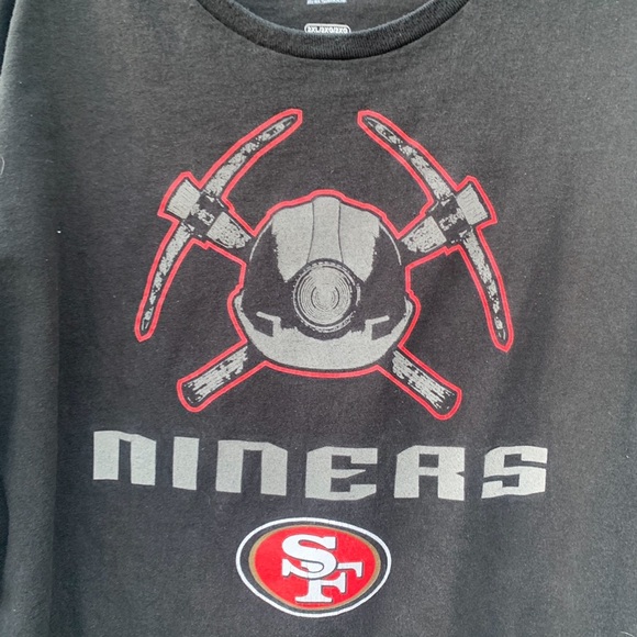 San Francisco 49ers Long Sleeve T-Shirt Majestic Men's Size XXL Black Spell Out - Picture 2 of 7